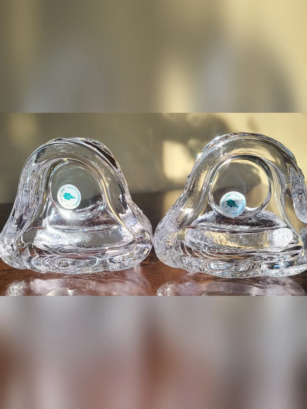 Set of 2 PartyLite Dolphin In Ocean Waves Crystal Tealight Candle Holder Beachy - Picture 4 of 11